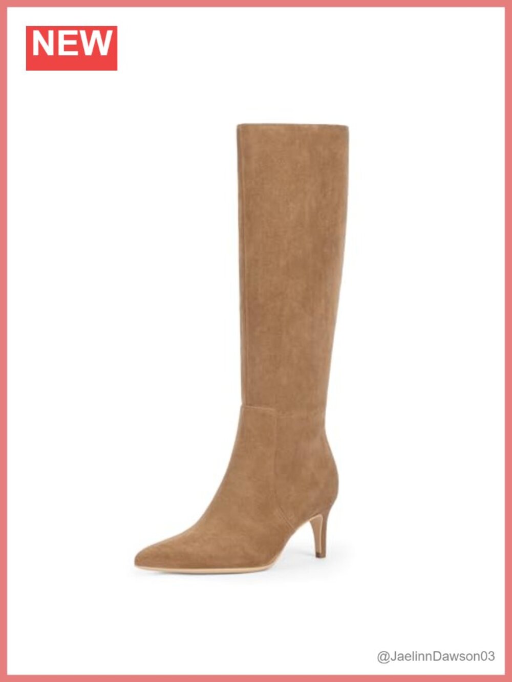 Kitten Heel Knee High Boots Pointed Toe Side Zipper Faux Suede Women's